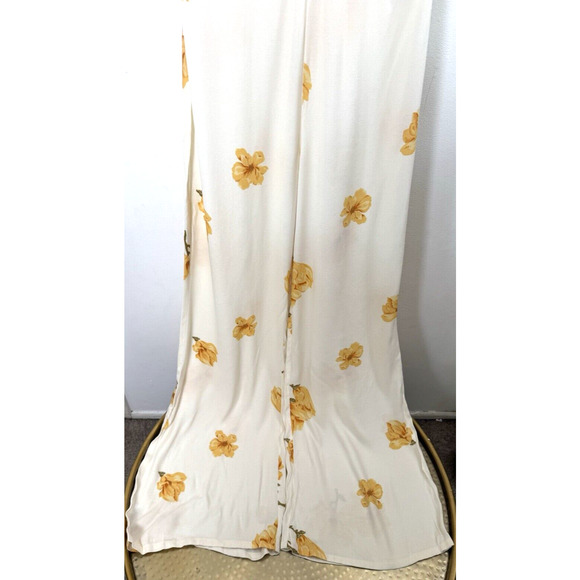 Reformation White Yellow Floral Wideleg Jumpsuit Retail $233 Boho Chic Cottage 6 - Picture 8 of 10